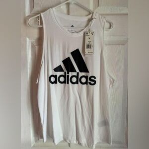 Adidas White Sleeveless Top with Black Logo